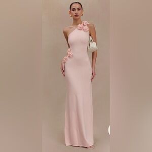 Meshki Paloma One Shoulder Knit Maxi Dress with Flowers